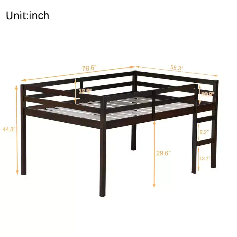 MAYEERTY Twin Bunk Bed Kid-Friendly Safety Rail Solid Pine Wood