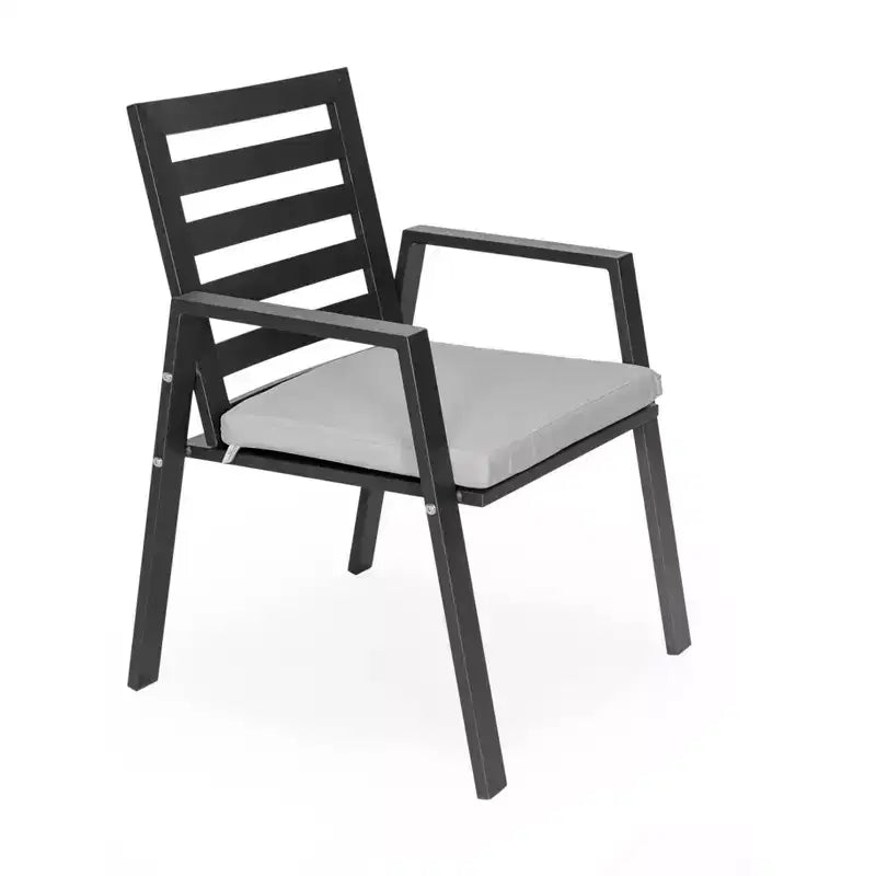 LeisureMod Chelsea 5-Piece Patio Dining Set, 48 Round Aluminum Dining Table and 4 Dining Armchair