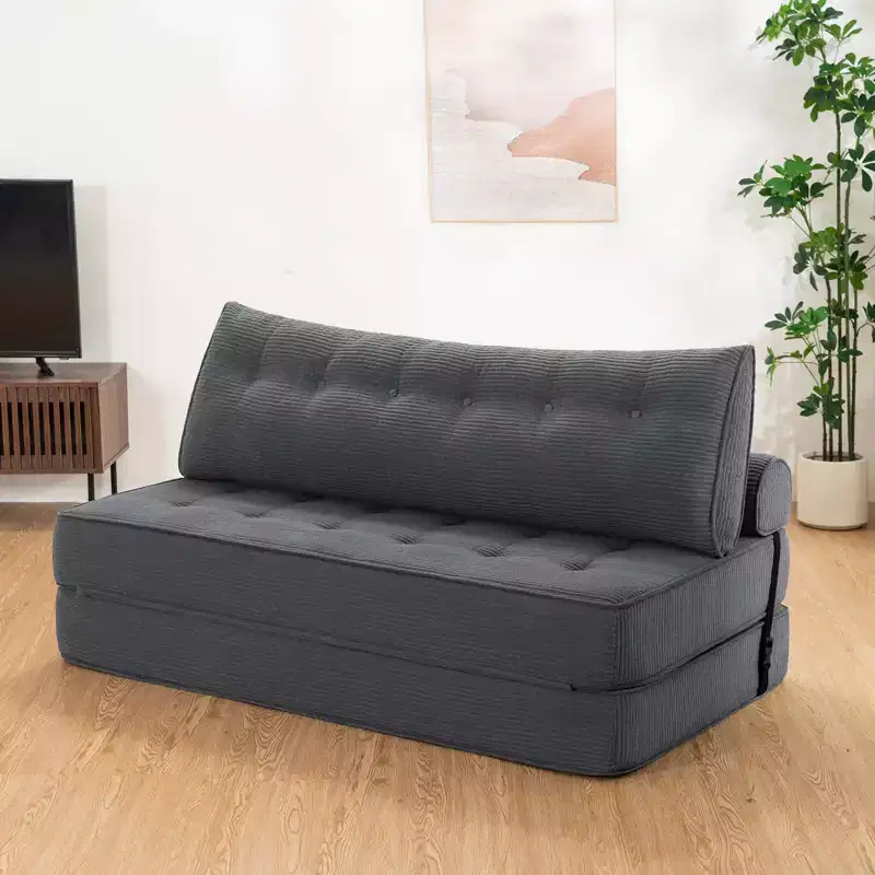 WARMOUNTS Foldable Sofa Bed with Adjustable Backrest, Convertible Queen Size Sleeper Sofa for Living Room & Office