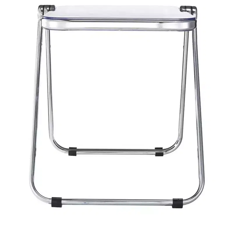 LeisureMod Lawrence Modern Folding Square End Table - Space-Saving Transparent Black