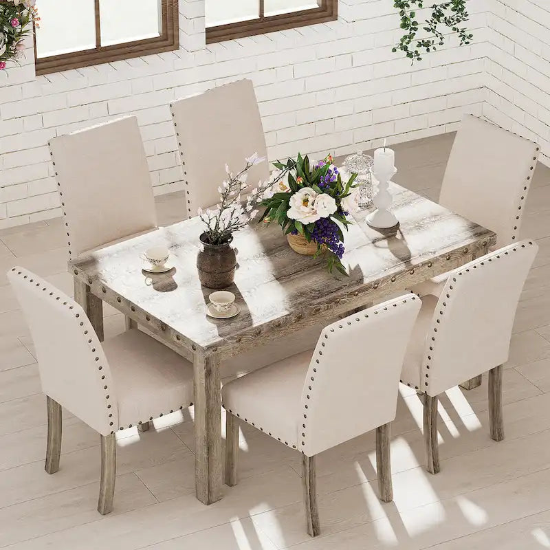 Rustic Farmhouse Rectangular Dining Table, Premium Wood