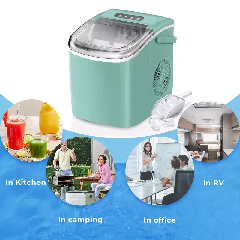 Portable Ice Maker,Countertop Model,Self-Cleaning,26.5lbs/24Hrs,6 Mins/9 Pcs Bullet Ice,Includes Ice Scoop and Basket