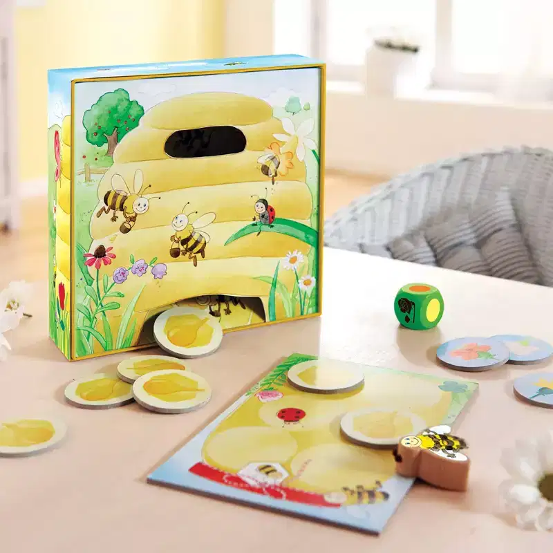 HABA My Very First Games - Hanna Honeybee - 2 Cooperative Color Games & Learning Toys for Toddlers 2-4 Years, Preschool Kids Games (Made in Germany)