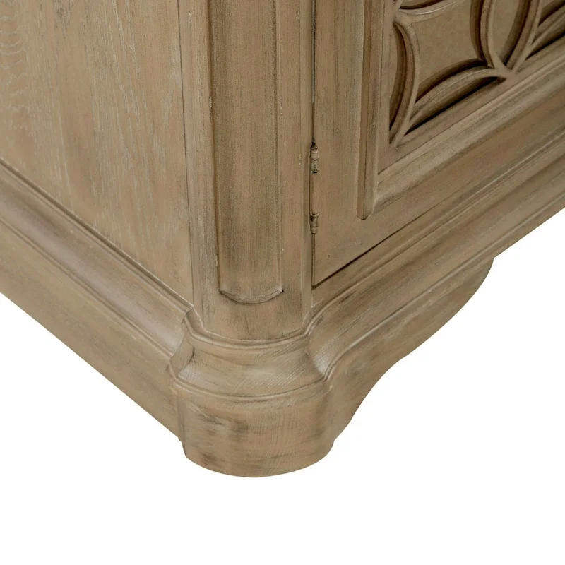 Wood Buffet Cabinet with Mirrored Doors and Drawer Storage
