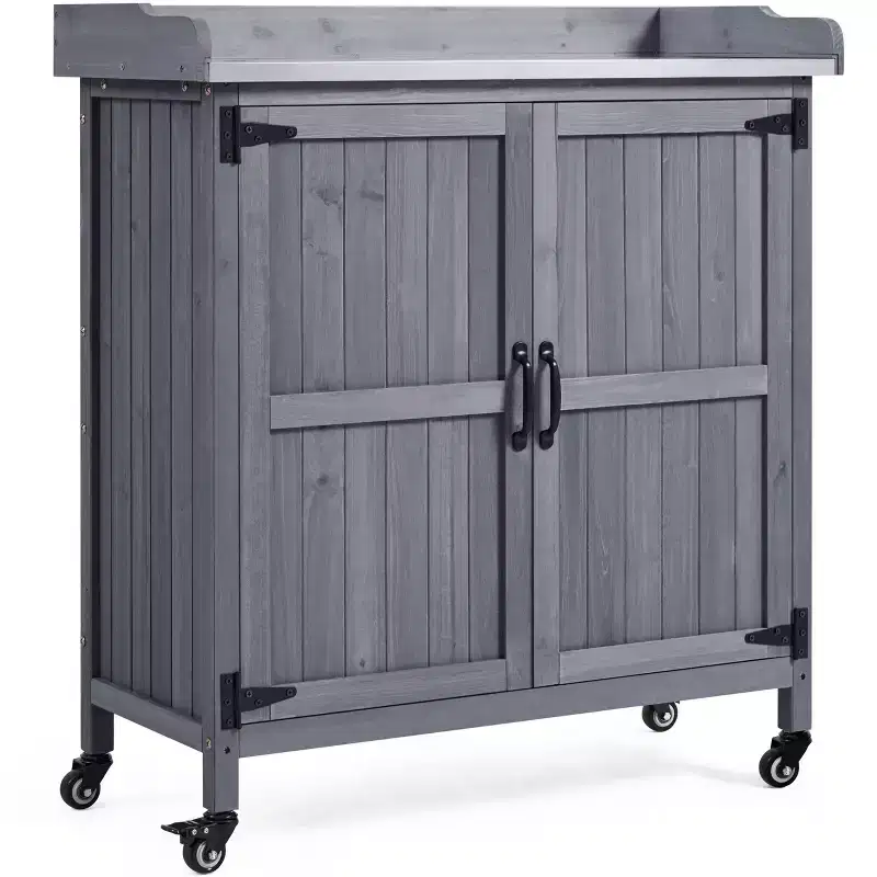 Yaheetech Outdoor Garden Potting Bench Table with Cabinet