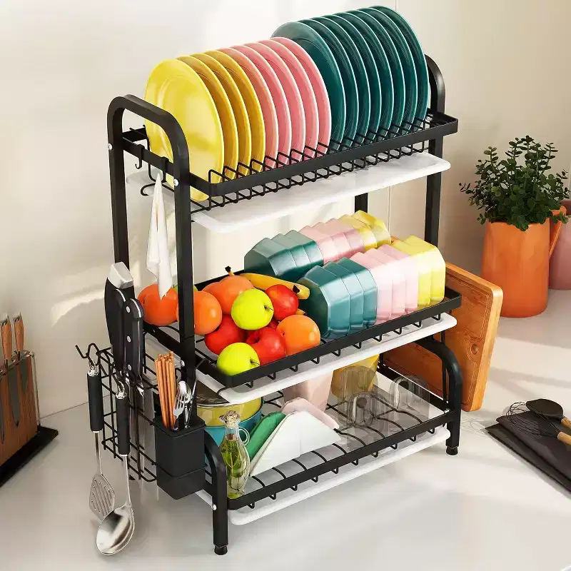 3-Tier Drying Rack for Kitchen Counter Storage