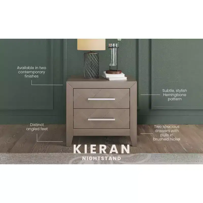 Child Craft Kieran 2 Drawer Nightstand for Nursery or Bedroom, Large Storage Drawers, Made of Sturdy Pinewood, Non-Toxic, Baby Safe Finish