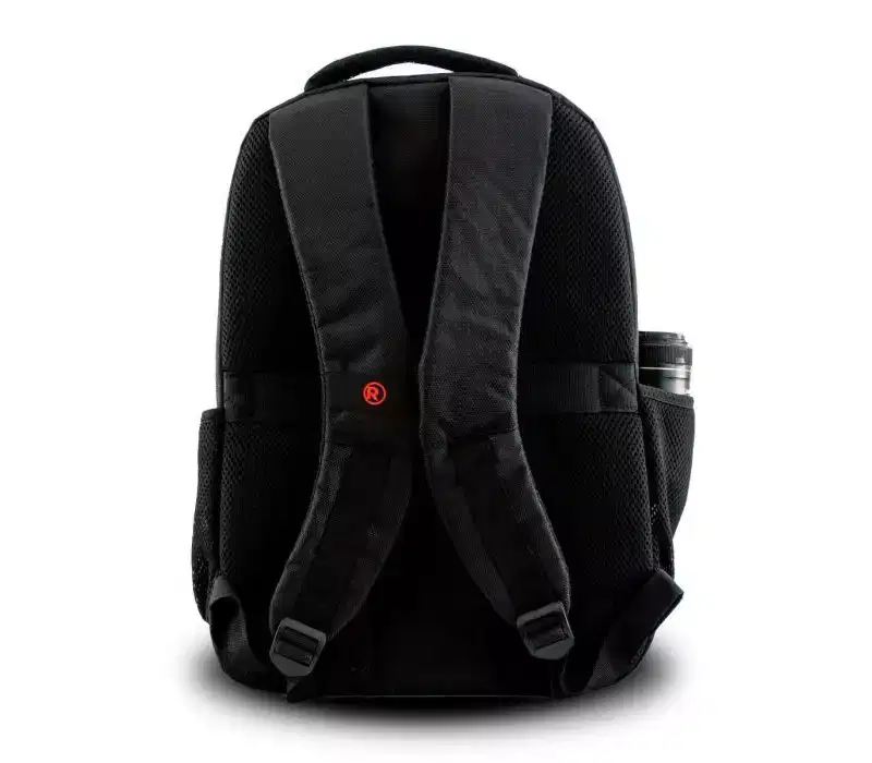 RadioShack 15.6 Laptop Backpack Black with Red Accent, Functional Tech Bag for Men and Women, Organized Storage for Work, and Travel 2606014