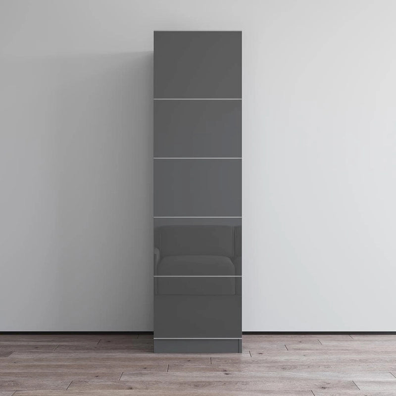 Wardrobe Armoire – Black / Grey / White, Glass Front, Matte Body, Contemporary Style