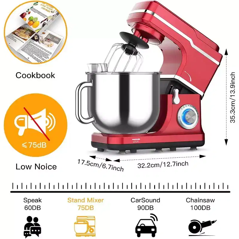 GustoWave 7.5 Qt Electric Stand Mixer, 10 Speed Food Mixer for Kitchen