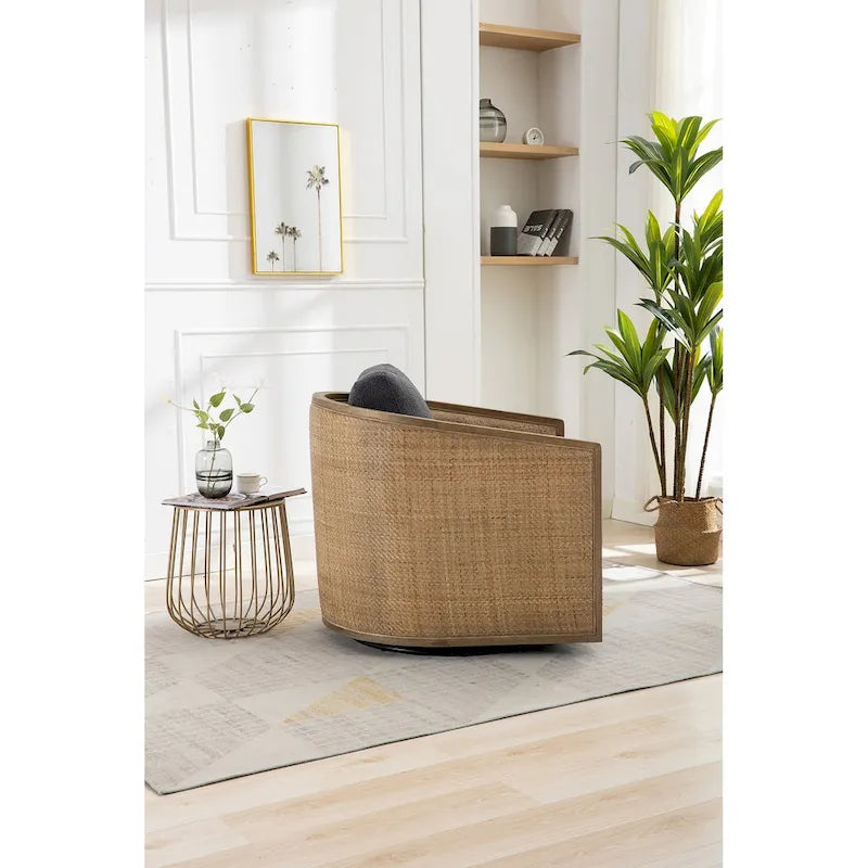 Swivel Barrel Chair, Comfy Round Accent Sofa Chair for Living Room, 360 Degree Swivel Barrel Club Chair, Leisure Arm Chair