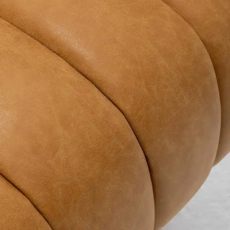 SEYNAR Mid-Century Swivel PU Leather Tufted Round Accent Barrel Chair set of 2
