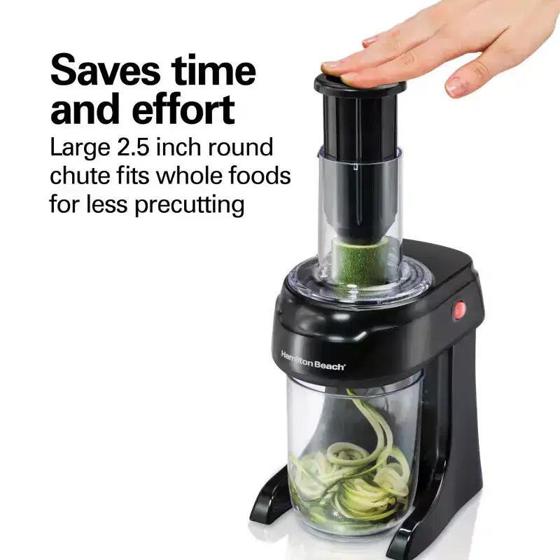 Hamilton Beach 3-Cone Spiralizer - Black: Electric Veggie & Zucchini Spiralizer, Food Slicer, Dishwasher-Safe Parts