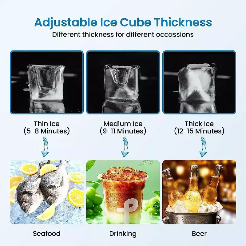 Ice Maker Machine, 80LBS/24H Ice Makers Countertop Ice Capacity, 30LBS Ice Bin,32 Ice Cubes/Cycle,Commercial Ice Maker Machine Freestanding Ice Maker