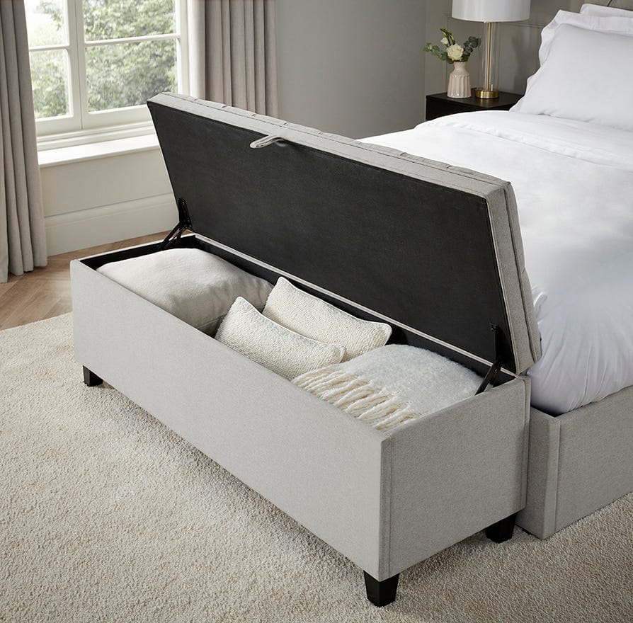 Button Back Storage Ottoman - Natural