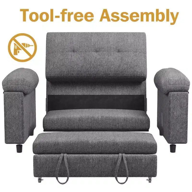 Dyonery 3-in-1 Convertible Sofa Bed, Pull Out Sleeper Sofa with Adjustable Backrest