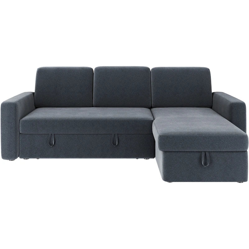 L-Shaped Reversible Sectional Sofa with Pull Out Bed & Storage - 83x 57.5x33