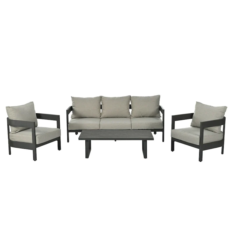 4-Piece Outdoor Seating Set with Thick Cushions