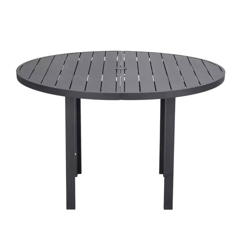 LeisureMod Chelsea 5-Piece Patio Dining Set, 48 Round Aluminum Dining Table and 4 Dining Armchair