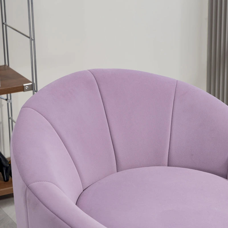 360° Swivel Accent Chair – Dark Yellow / Purple / Beige, Velvet, Wood Frame, Seats 1