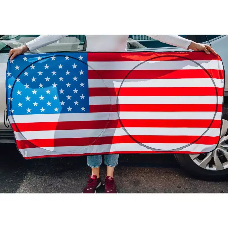 Surreal Entertainment American Flag Sunshade for Car Windshield | 64 x 32 Inches