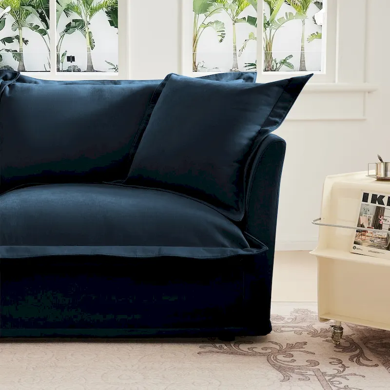 120 Chenille 3-Seater Sofa Set with 3 Ottomans, Sleeper Function & Removable Slipcovers