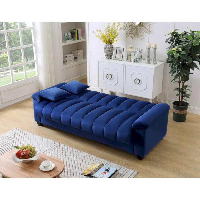 83 Comfortable Velvet Storage Sleeper Convertible Sofa Bed.