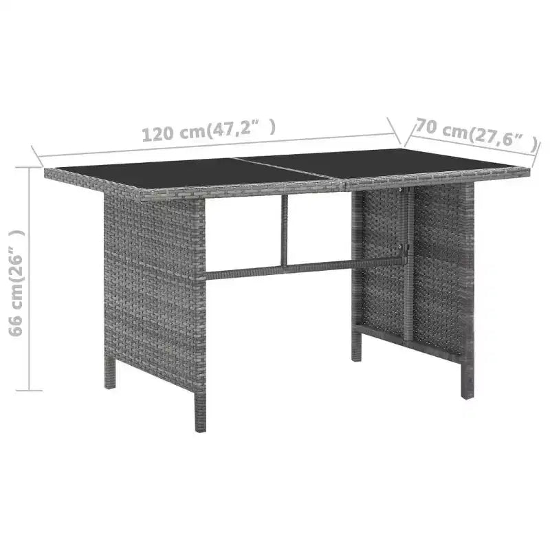 vidaXL Dining Set Grey PE rattan Large Removable Covers