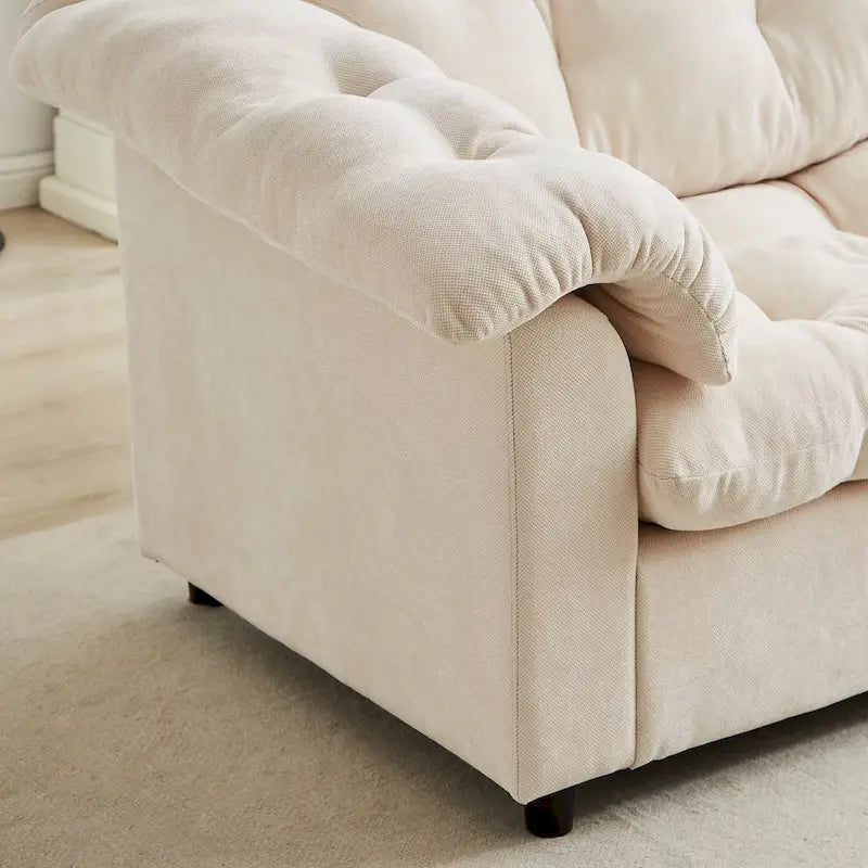 99-Inch Deep Seat Sofa – Yellow / Beige / Grey / Green, Chenille, Solid Wood Frame, Seats 3