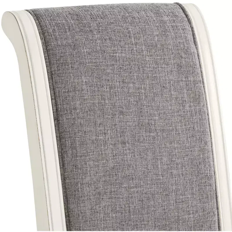 Roundhill Furniture Belleza Solid Wood Upholstered Dining Chairs, Antique White, Set of 2