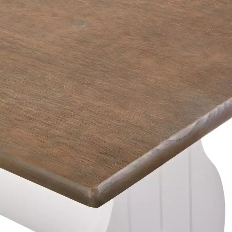 Buylateral 3pc Washington Farmhouse Solid Wood Breakfast Nook Dining Set White/Dark Walnut: L-Shaped, Solid Pine, Storage Bench
