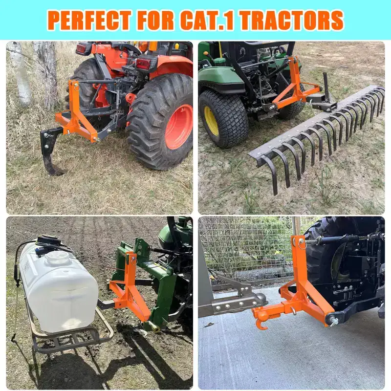 3 Point 2 Trailer Hitch Receiver Heavy-Duty for Category 1 Tractors Compatible with Kubota, BX, LM25H, WLM Tractor, NorTrac, Yanmar, Kioti, Cat