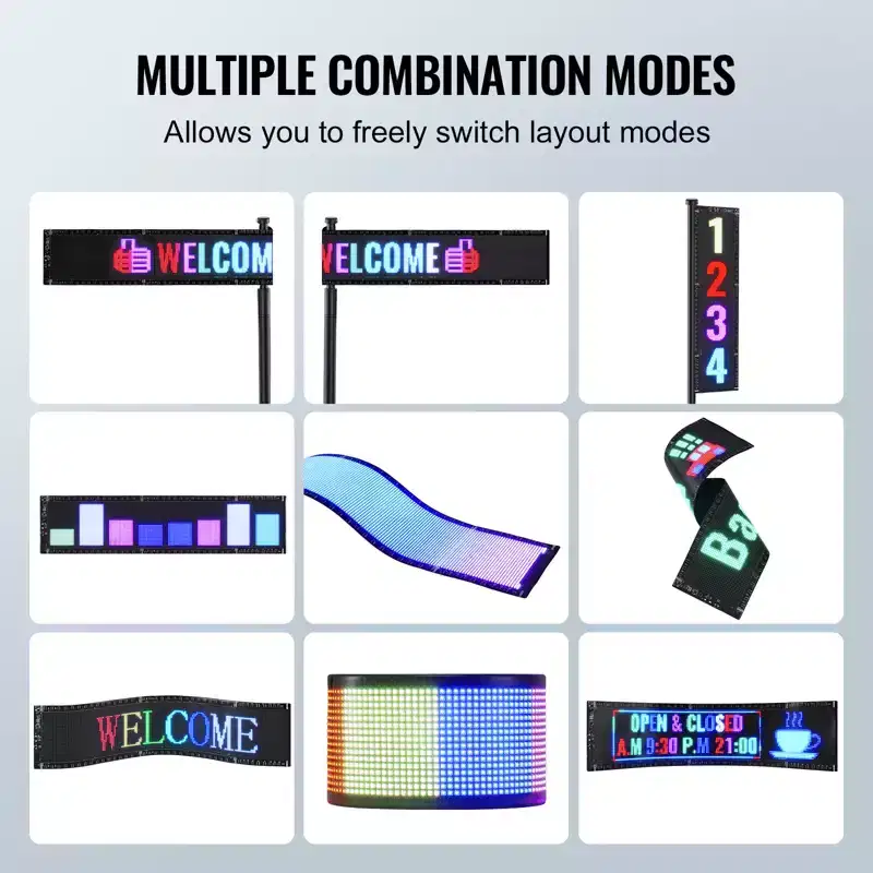 VEVOR Programmable LED Sign, P5 Full Color LED Scrolling Panel, DIY Custom Text Animation Pattern Display Board, Bluetooth APP Control, Black
