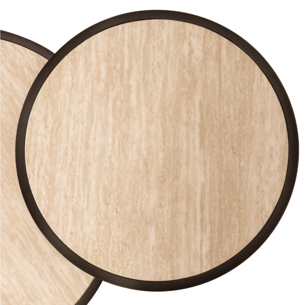 Bronze Nested Coffee Tables with Faux Travertine Top