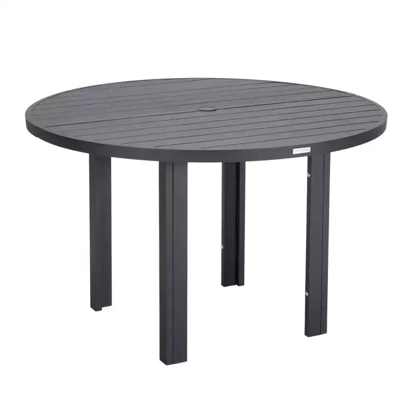 LeisureMod Chelsea 5-Piece Patio Dining Set, 48 Round Aluminum Dining Table and 4 Dining Armchair