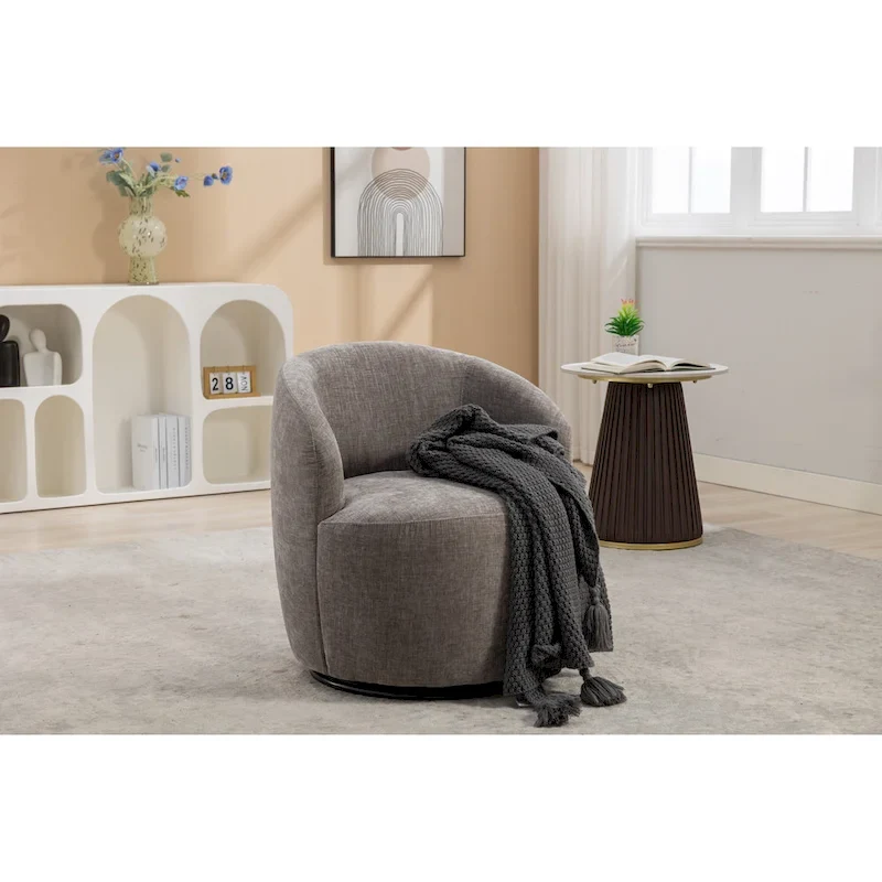 Chenille Swivel Accent Barrel Chair