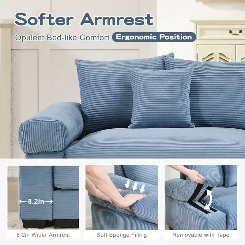 Oversized Cloud Modular Sectional Couch,Convertible Sectional Couches Deep Seat Extra-Wide Armrests