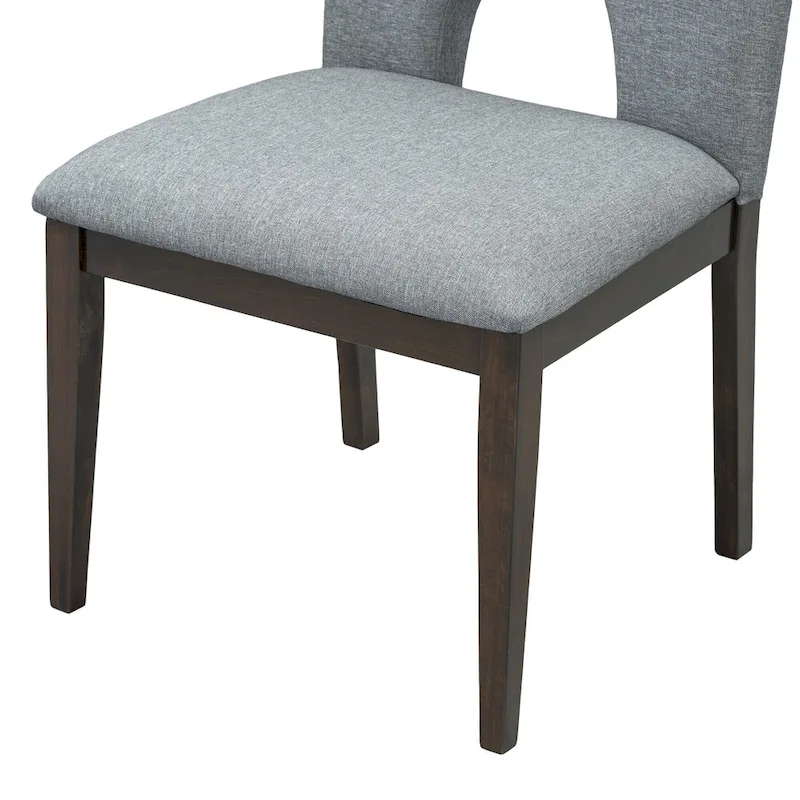 Modern Style Extendable Round Dining Table with Removable Leaf and Upholstered Dining Chairs