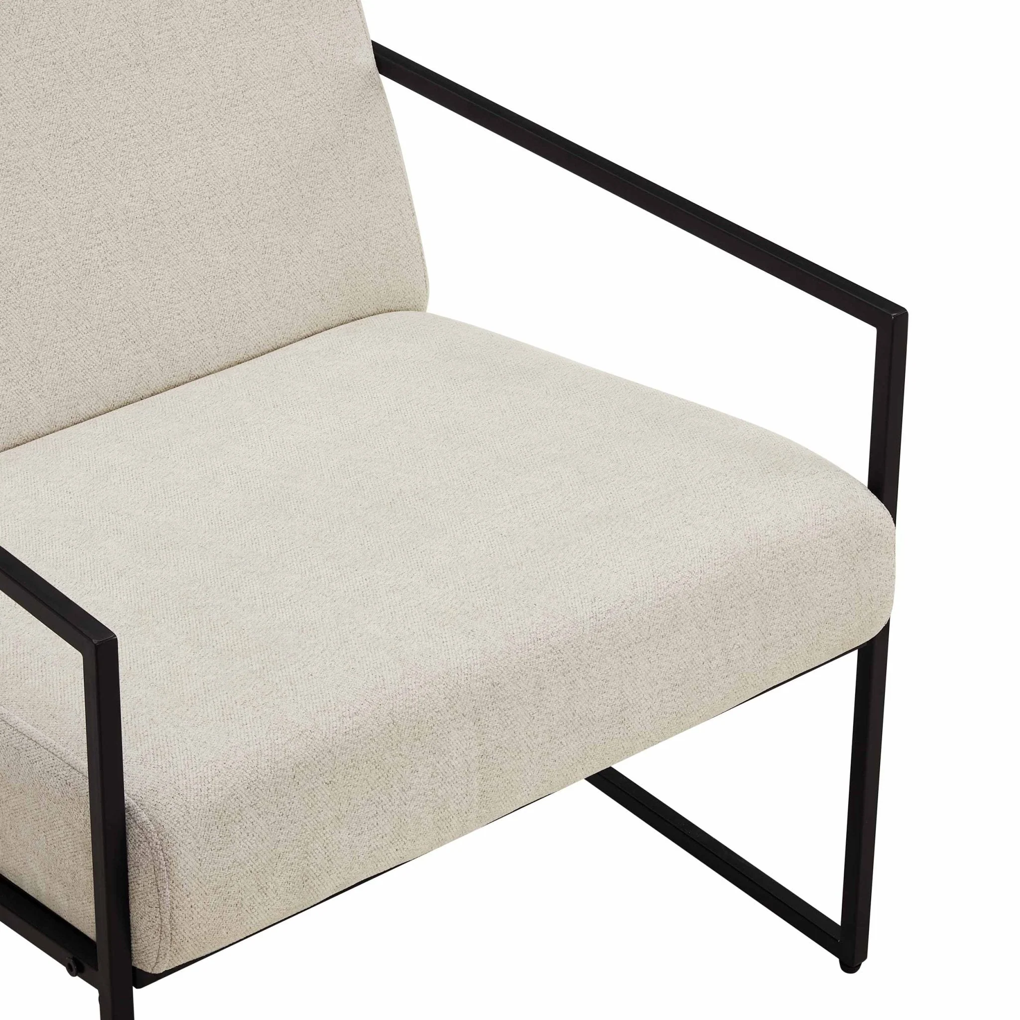Modern Light Beige Fabric Accent Chair with Space-Saving Design for Living Room