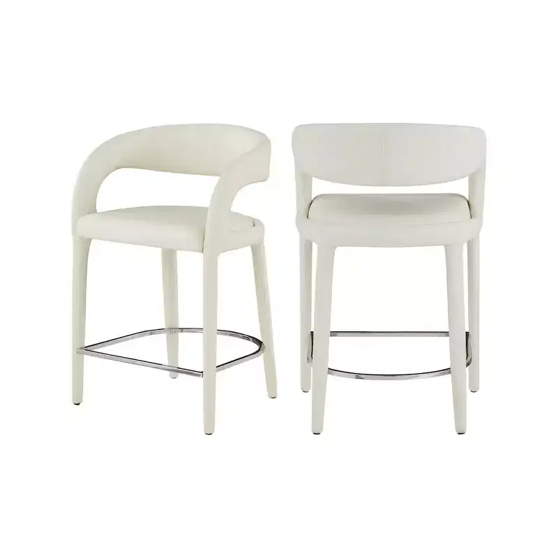Cream Faux Leather Counter Height Bar Stool