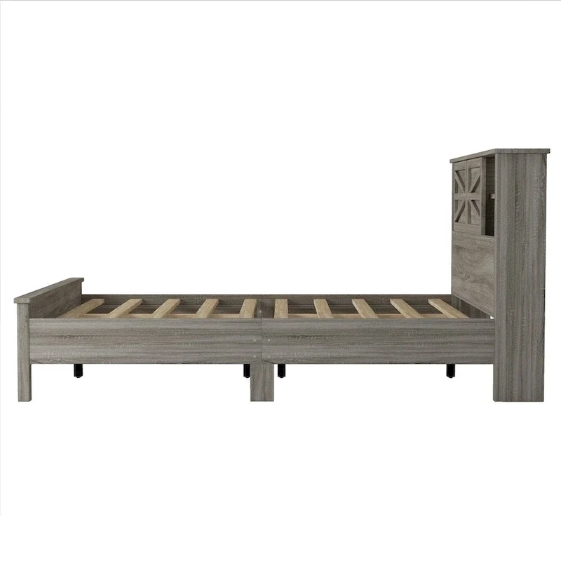 Bedroom Sets Full Size Platform Bed with Charging Station,Nightstand,Dresser(Set of 3)