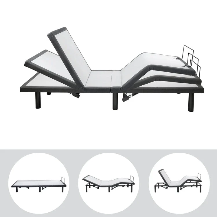 Adjustable Electric Bed Frame Base, 3-Speed Head & Foot Massage, Wireless Remote, USB Ports