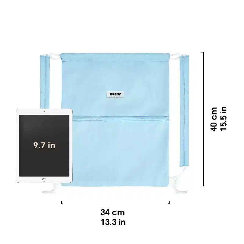 Narwey Drawstring Backpack Sports Gym Bag with Shoulder Pads Water Resistant String Bag Cinch Bag (Light Blue)