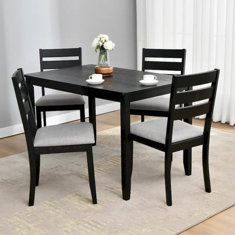 Slat Back Wood Dining Chairs Set of 4