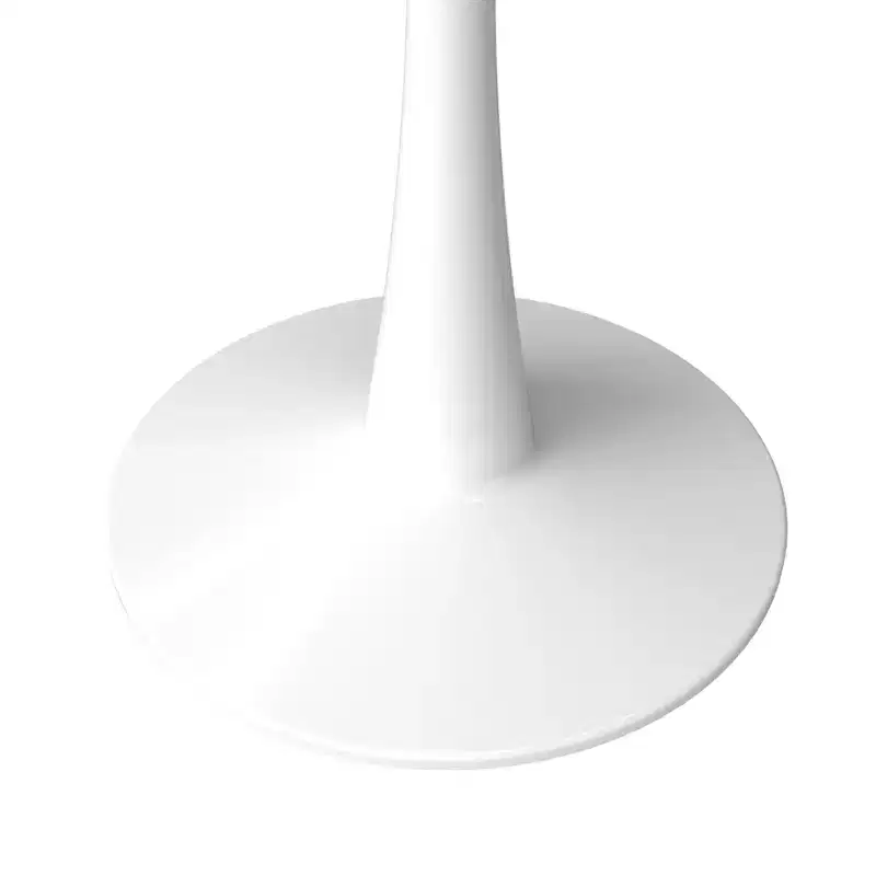 LeisureMod Bristol 31 Round Dining Table  Sintered Stone Top Accent Caf Table & Sturdy Steel White Pedestal Base for Kitchen and Small Spaces