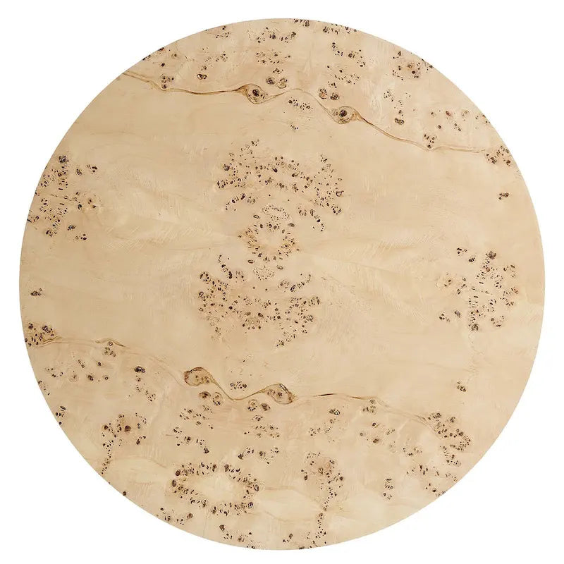 Round Burl Wood Coffee Table – Natural / Off White, Mid-Century Style