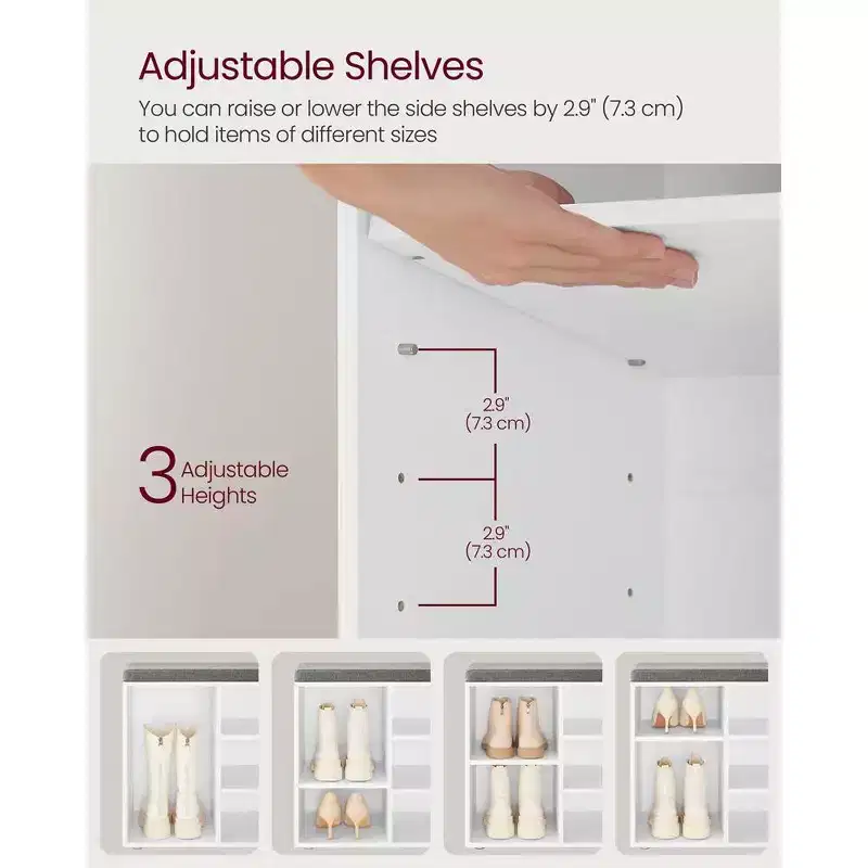 Shoe Storage Bench Shoes Organize with 10 Cushion and Cushion Seat