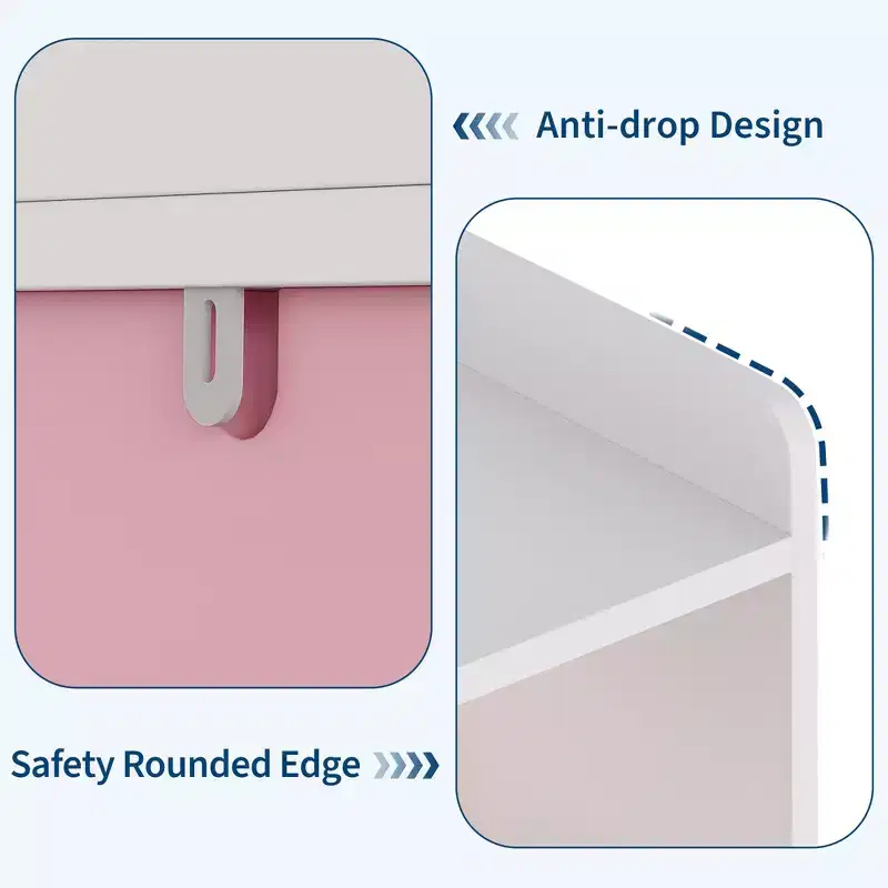 Pink and White Kids Toy Storage Organizer, Wooden Toy Storage Cabinet, Playroom Storage Cubby, Toys Organizers and Storage for Bedroom, Nursery