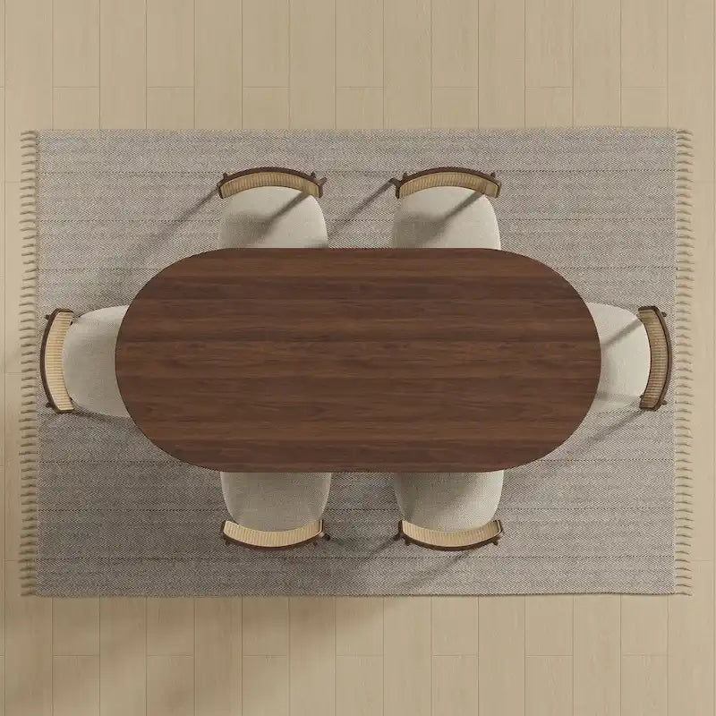 Nordic Style Solid Wood Oval Dining Table, Seats 6