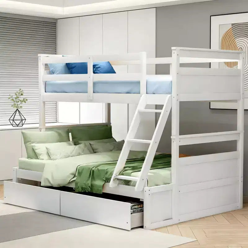 Twin Over Full Convertible Bunk Bed With 2 Storage Drawers